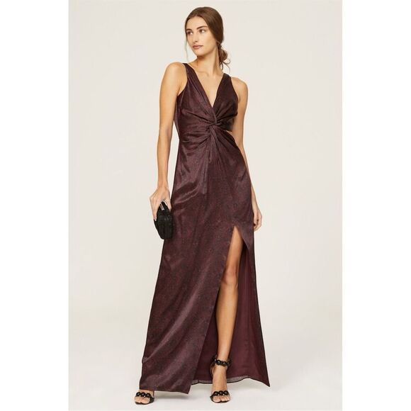 NICHOLAS Silvina Wrap Gown Size 4 Purple Snakeskin Satin Silk Formal Dress - Picture 2 of 11